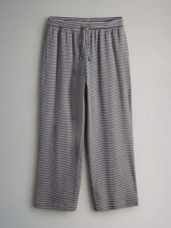 The Set Stripe 2 Pack Button Through Long Sleeve Top and Drawstring Trousers Co-Ord Set