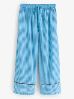 Their Nibs Blue Skinny Stripe Cotton Voile Oversized Long Pyjamas Set