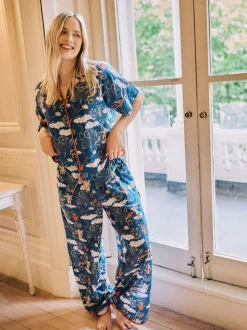 Their Nibs Navy Blue Lucky Love Cotton Voile Oversized Long Pyjamas Set