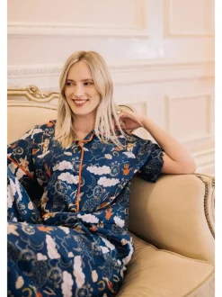 Their Nibs Navy Blue Lucky Love Cotton Voile Oversized Long Pyjamas Set