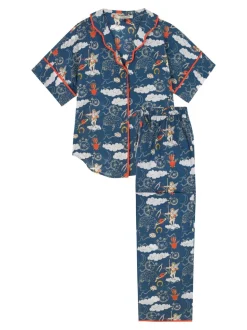 Their Nibs Navy Blue Lucky Love Cotton Voile Oversized Long Pyjamas Set