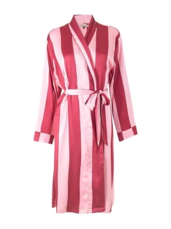 Their Nibs Pink Raspberry Stripe Satin Grandpa Robe