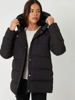 Threadbare Black Curve Puffer Jacket