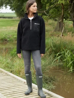 Threadbare Black Half Zip Borg Fleece