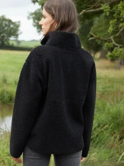 Threadbare Black Half Zip Borg Fleece