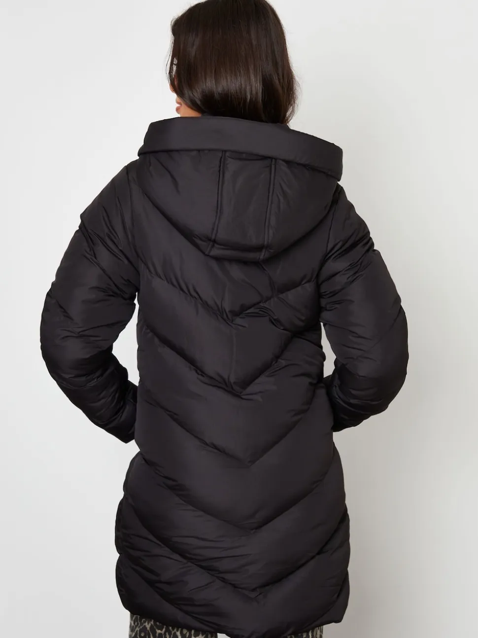 Threadbare Black Hooded Padded Mid Length Jacket