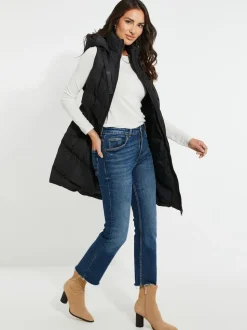 Threadbare Black Longline Padded Gilet