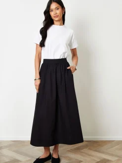 Threadbare Black Midi Skirt with Pockets