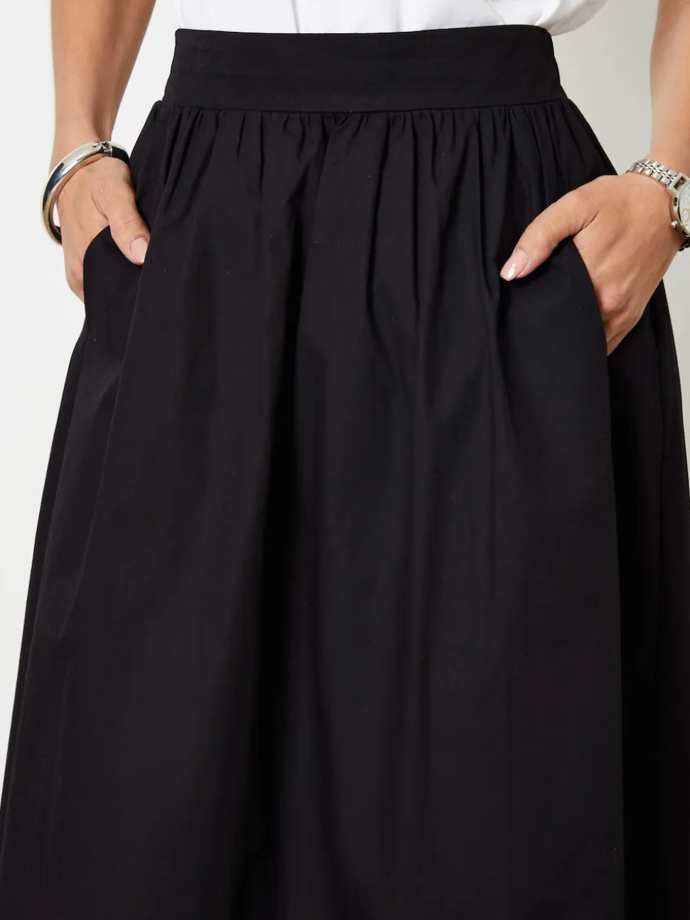 Threadbare Black Midi Skirt with Pockets