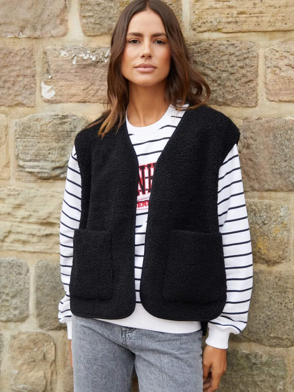 Threadbare Black Reversible Borg Gilet