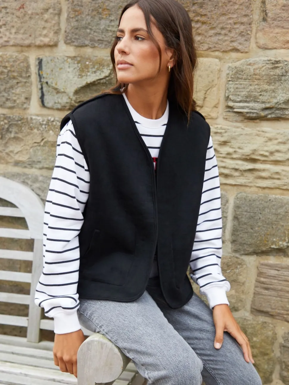 Threadbare Black Reversible Borg Gilet