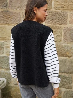 Threadbare Black Reversible Borg Gilet