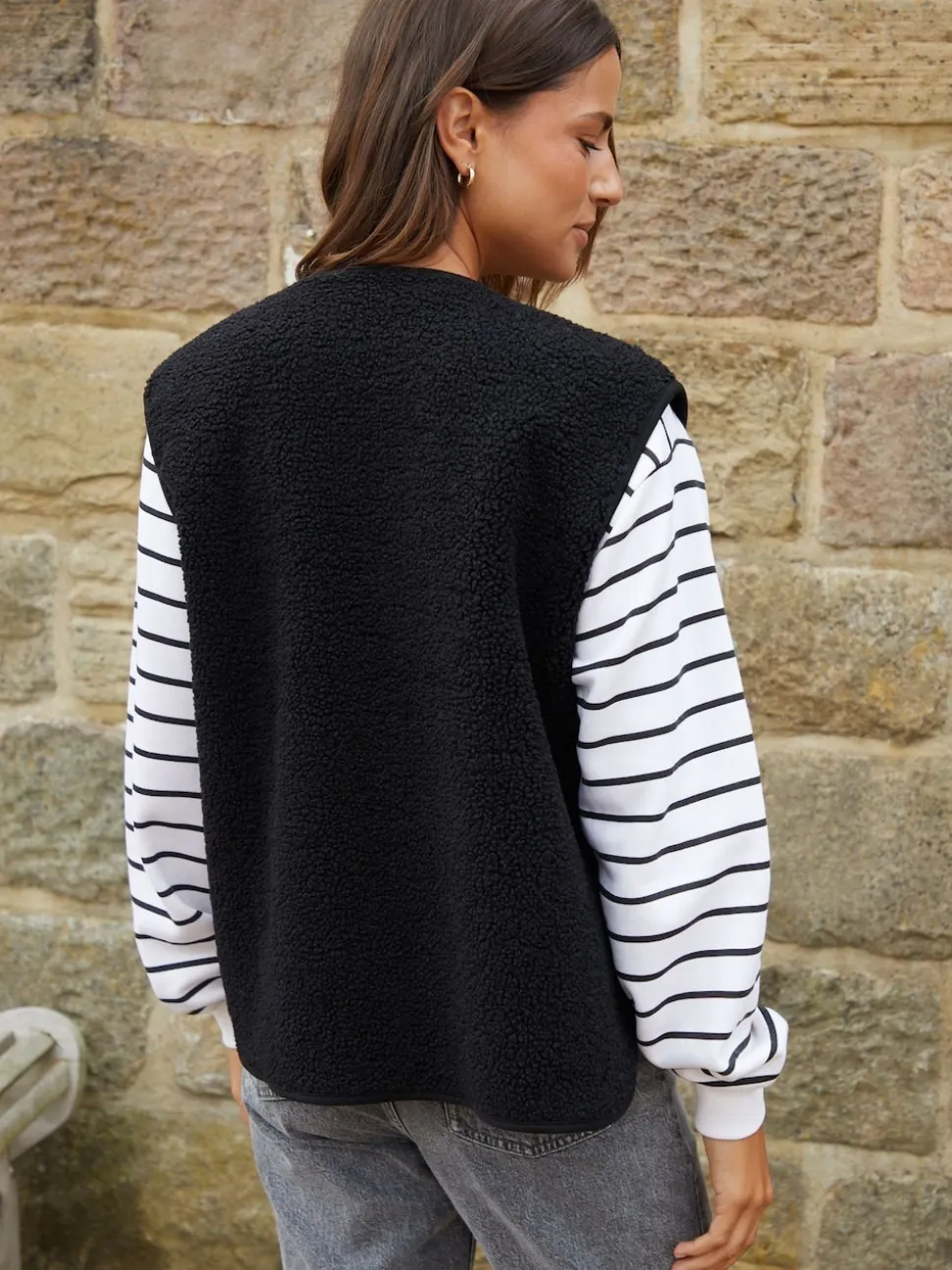 Threadbare Black Reversible Borg Gilet