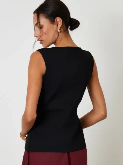 Threadbare Black Ribbed Knitted Waistcoat