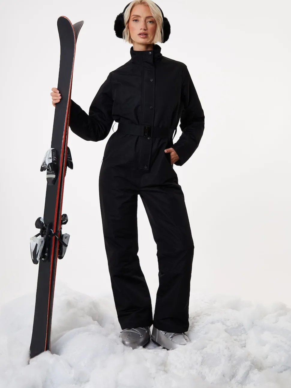 Threadbare Black Ski Jumpsuit