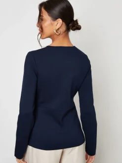 Threadbare Blue Cinched Knitted Button Up Cardigan