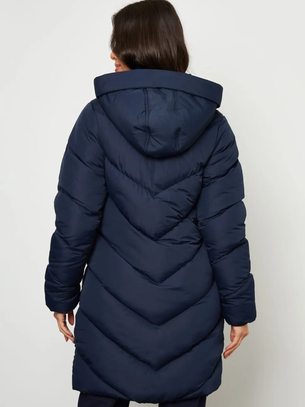 Threadbare Blue Hooded Padded Mid Length Jacket