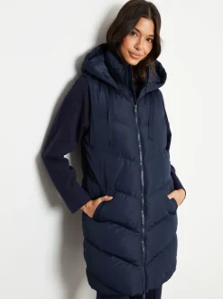 Threadbare Blue Longline Padded Gilet