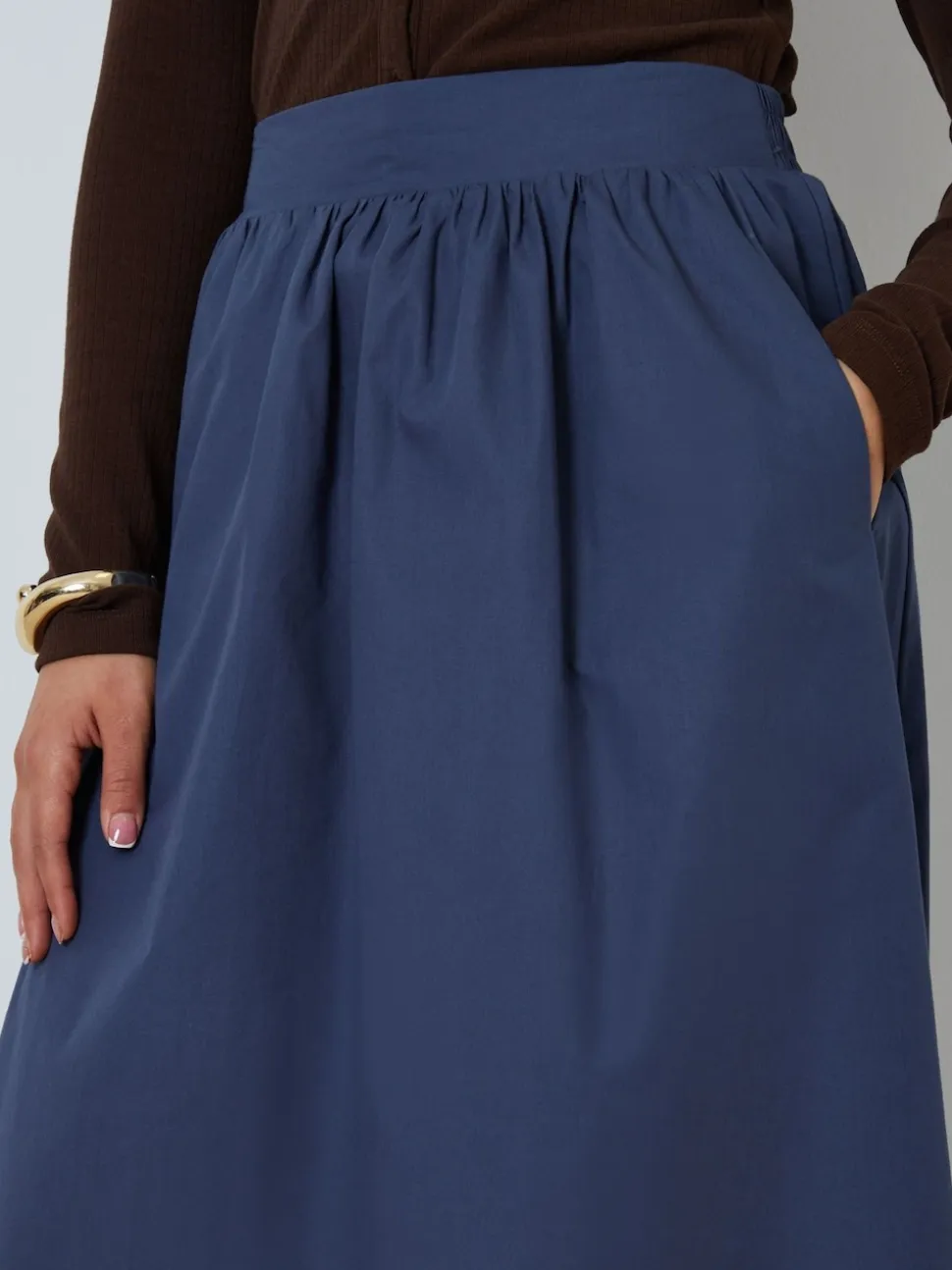 Threadbare Blue Midi Skirt with Pockets
