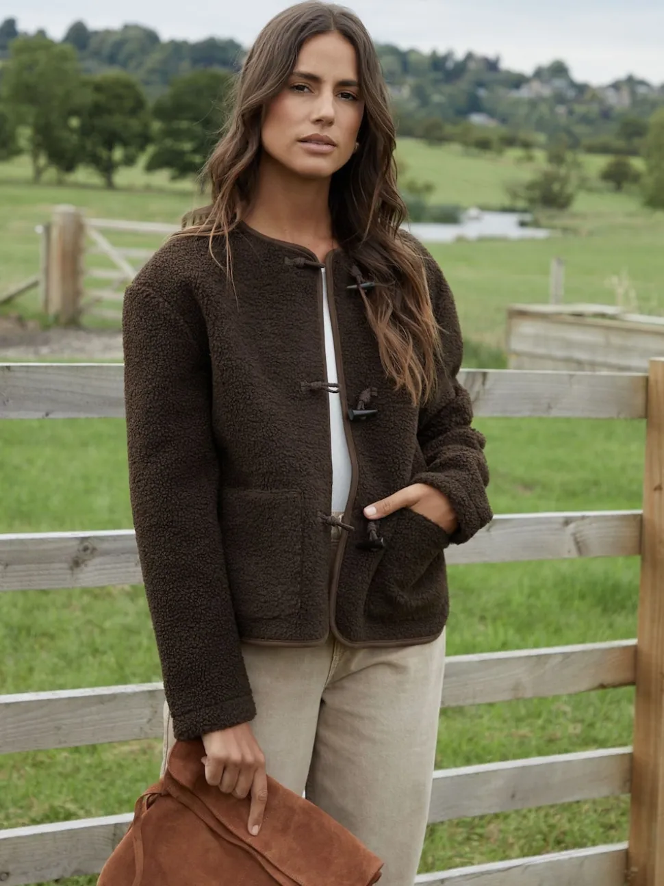 Threadbare Brown Borg Fleece Toggle Jacket