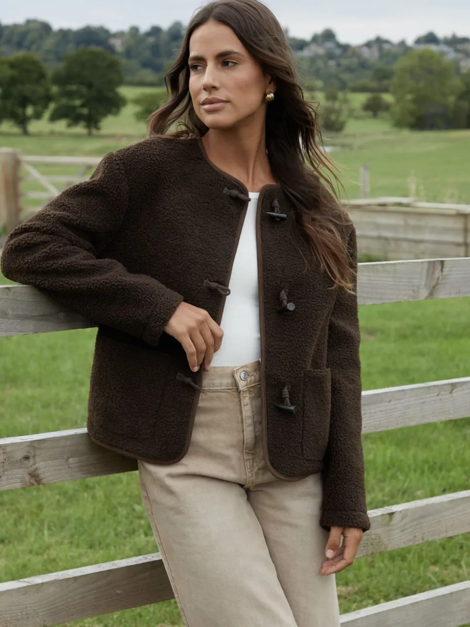 Threadbare Brown Borg Fleece Toggle Jacket