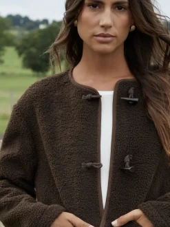 Threadbare Brown Borg Fleece Toggle Jacket