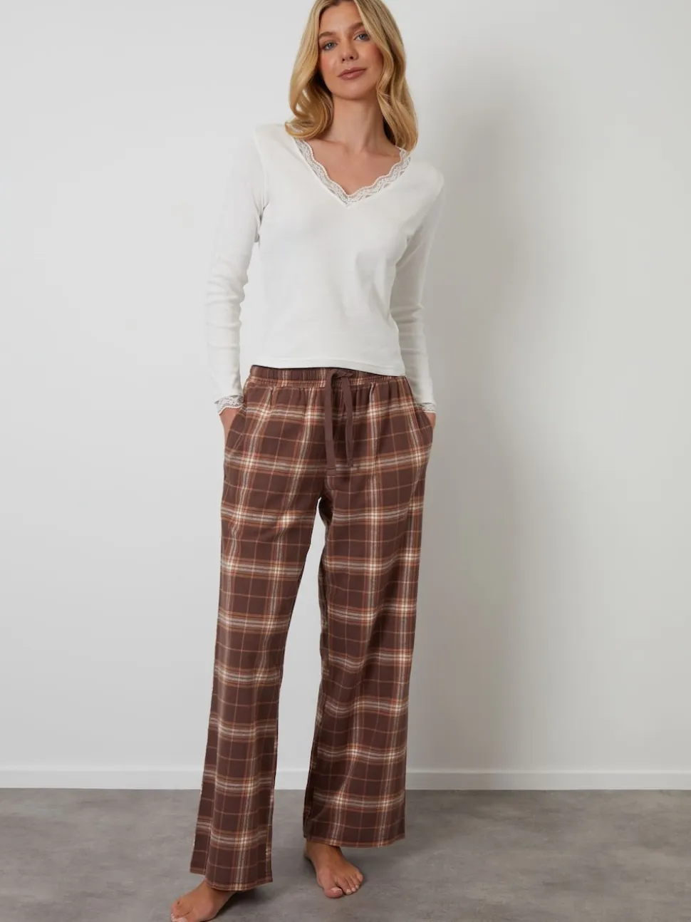 Threadbare Brown Cotton Long Sleeve Pyjamas Set