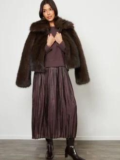 Threadbare Brown 2-In-1 Relaxed Ribbed Sweatshirt Midi Dress