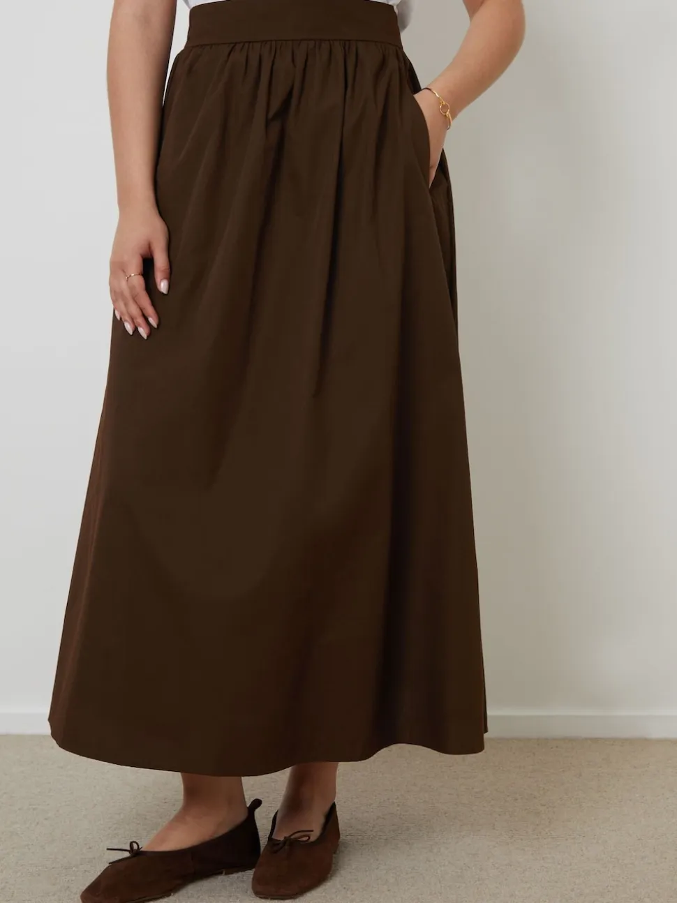Threadbare Brown Midi Skirt with Pockets