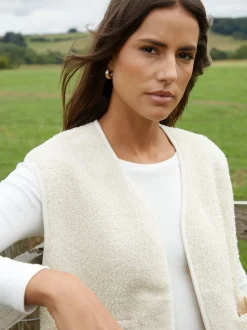 Threadbare Cream Reversible Borg Gilet