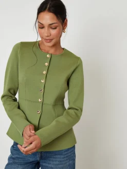 Threadbare Green Cinched Knitted Button Up Cardigan