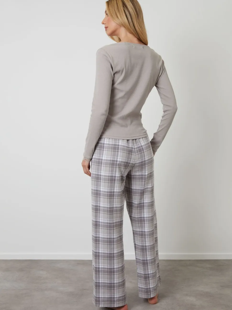 Threadbare Grey Cotton Long Sleeve Pyjamas Set
