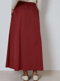 Threadbare Maroon Red Midi Skirt with Pockets