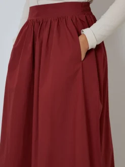 Threadbare Maroon Red Midi Skirt with Pockets