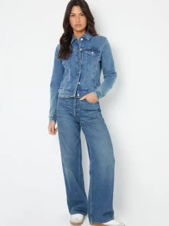 Threadbare Mid Blue Baggy Wide Leg Jeans