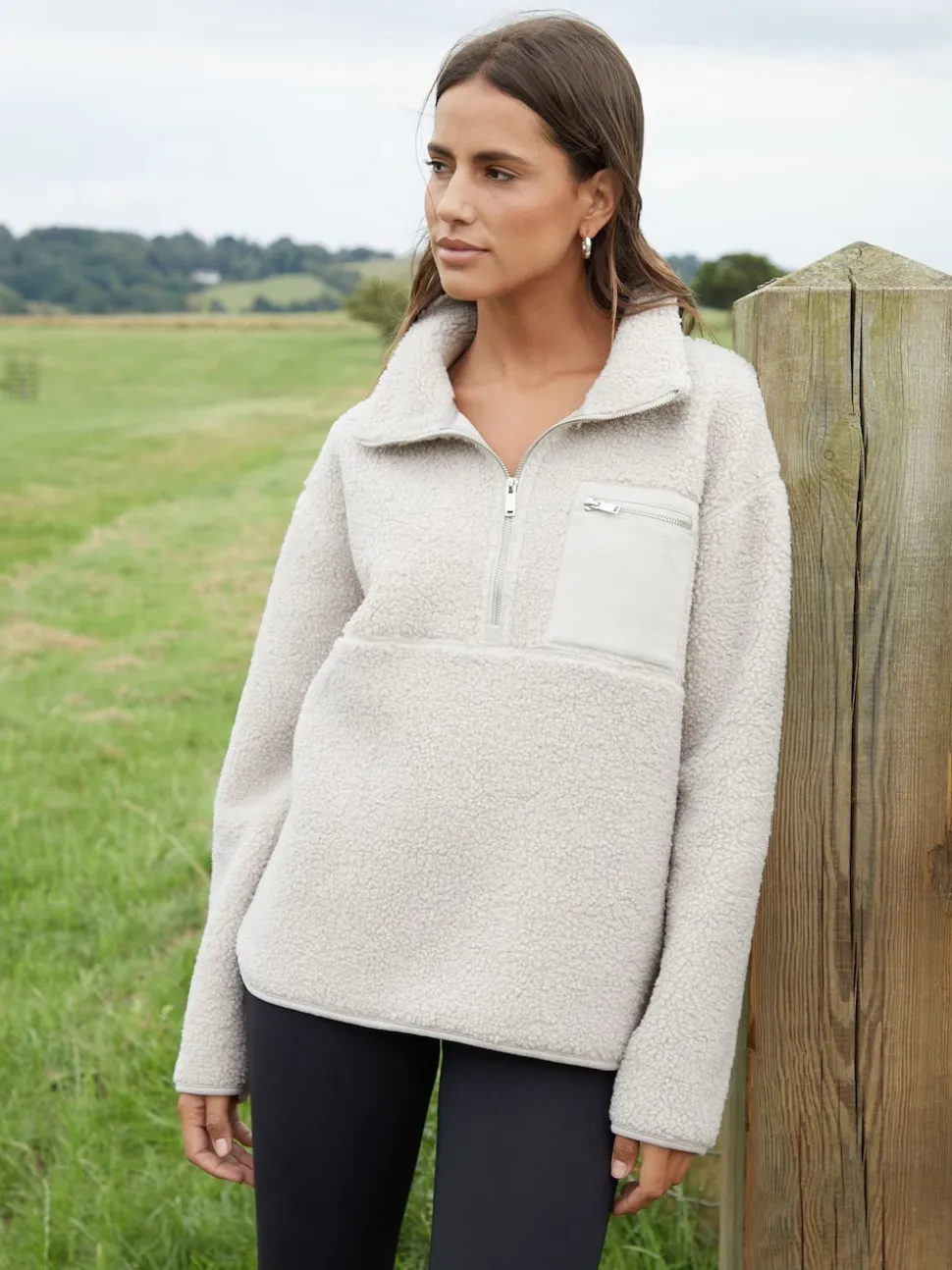Threadbare Mushroom Half Zip Borg Fleece