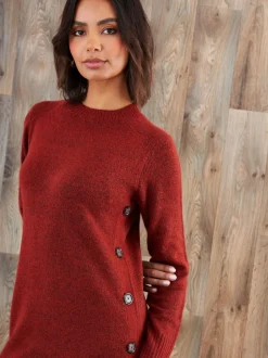 Threadbare Orange Knitted Side Button Detail Maxi Dress