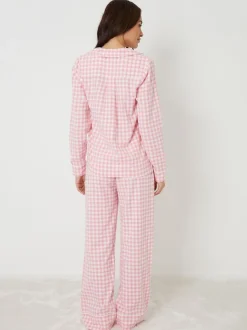 Threadbare Pink Check Long Sleeve Pyjamas Set