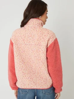 Threadbare Pink Colourblock Snap Borg Fleece