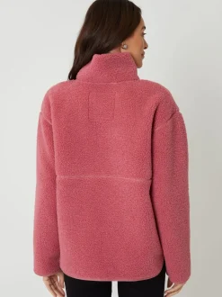 Threadbare Pink Half Zip Borg Fleece