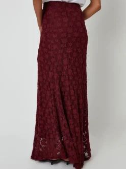 Threadbare Red Pull On Lace Maxi Skirt