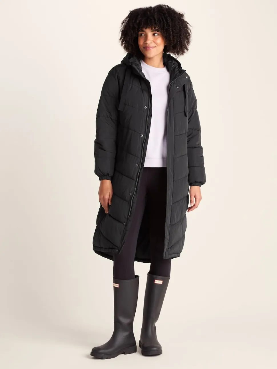 Tog 24 Black Raleigh Thermal Padded Hooded Long Coat