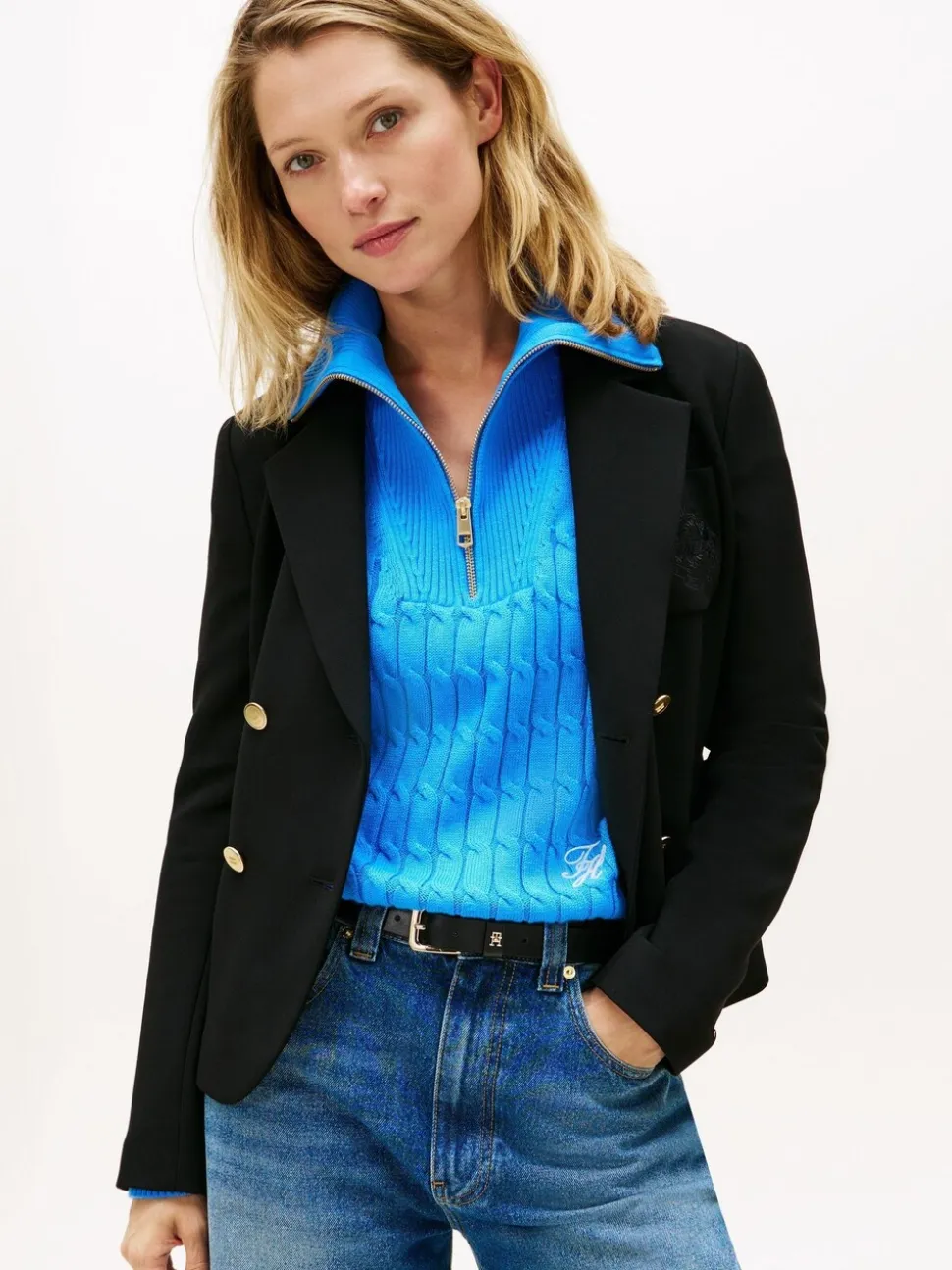 Tommy Hilfiger Black Crest Embroidery Slim Fit Blazer