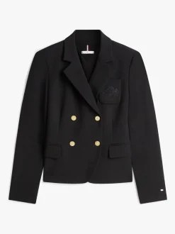 Tommy Hilfiger Black Crest Embroidery Slim Fit Blazer