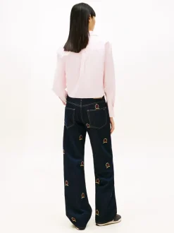 Tommy Jeans Pink Relaxed Fit Cropped Poplin Shirt