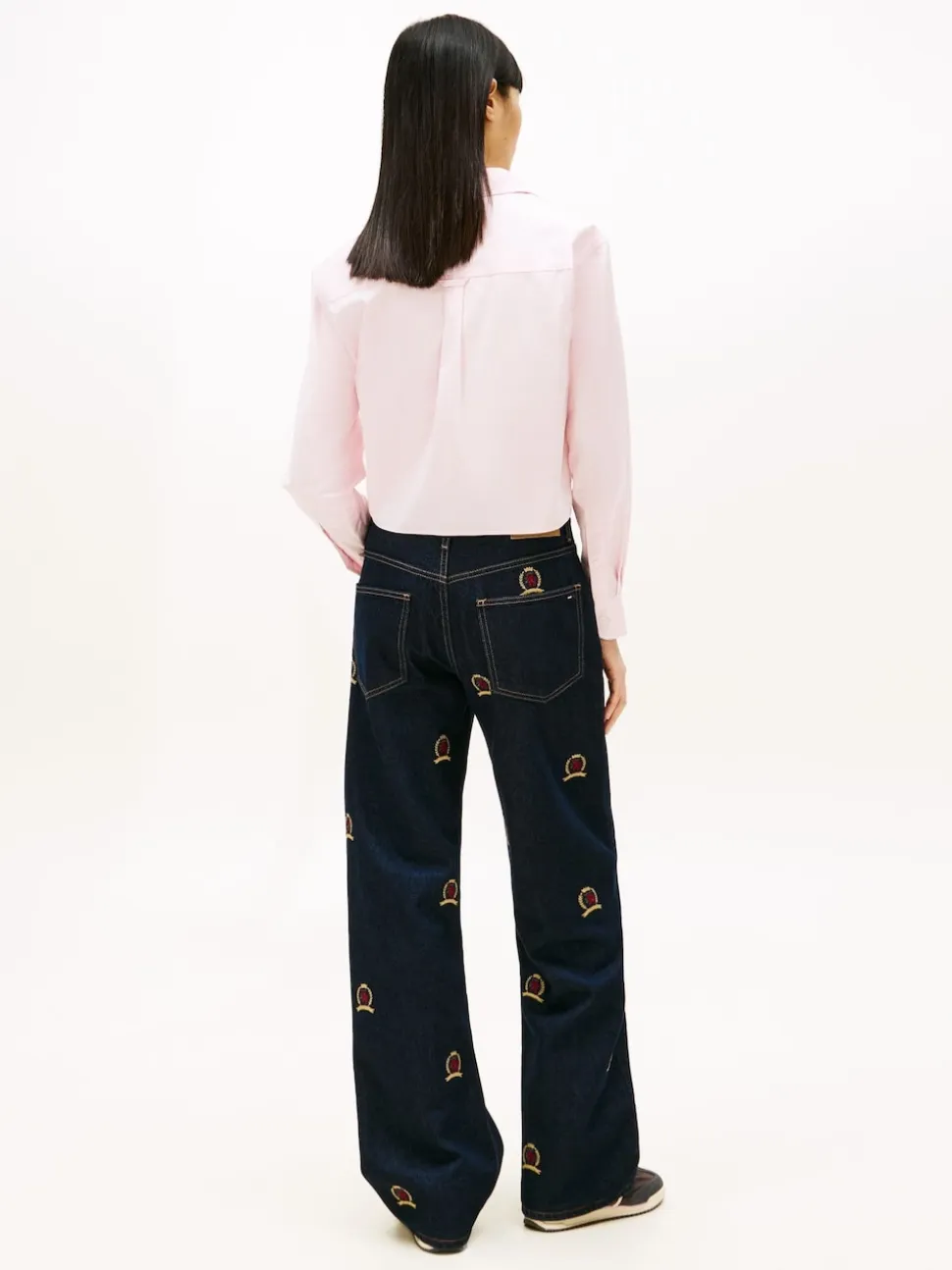 Tommy Jeans Pink Relaxed Fit Cropped Poplin Shirt