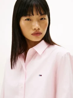 Tommy Jeans Pink Relaxed Fit Cropped Poplin Shirt