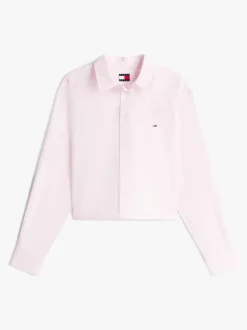 Tommy Jeans Pink Relaxed Fit Cropped Poplin Shirt