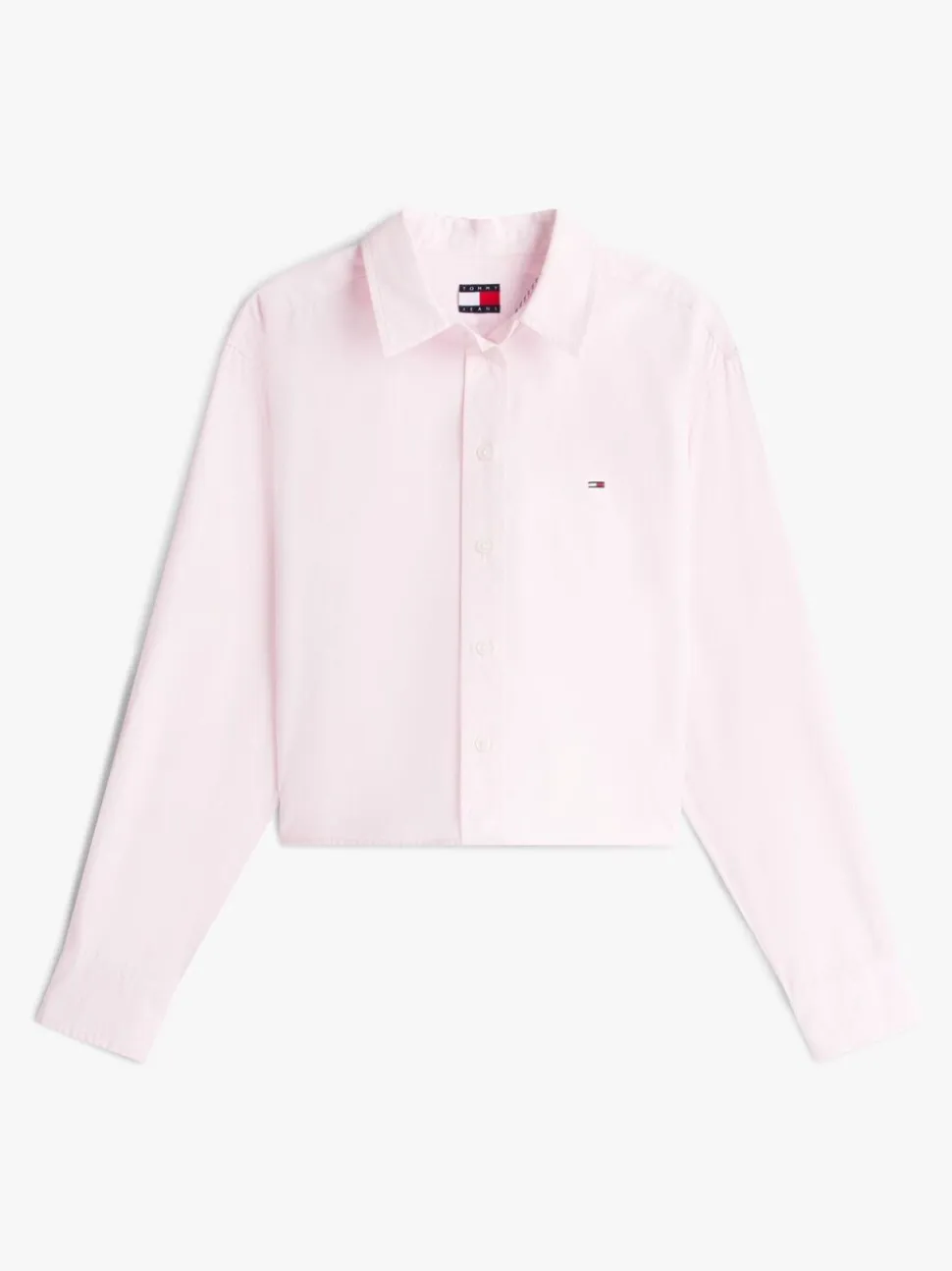 Tommy Jeans Pink Relaxed Fit Cropped Poplin Shirt