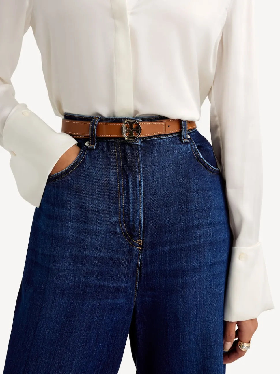Tory Burch Black 1" Miller Reversible Belt